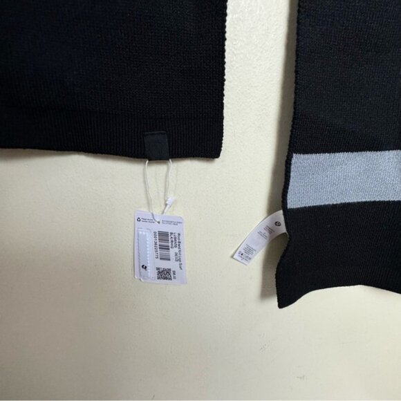 Lululemon NEW Logo Knit Merino Wool Scarf Wrap Long Cozy Warm Rare Black Gray - Picture 7 of 16